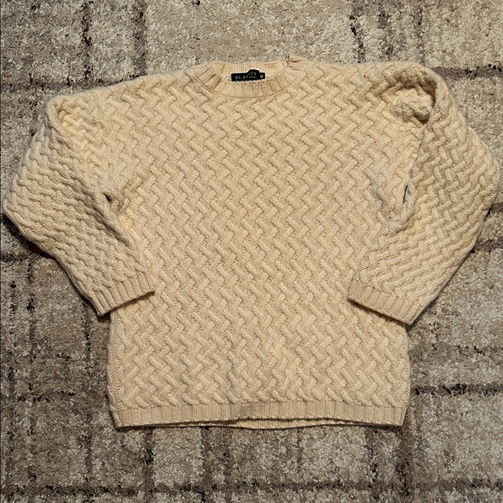 Blarney Beige Wool Cable Knit Sweater